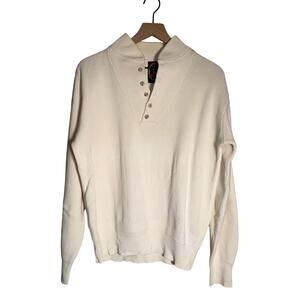 VINTAGE ALPS coastal old money style ribbed cream collared sweater L